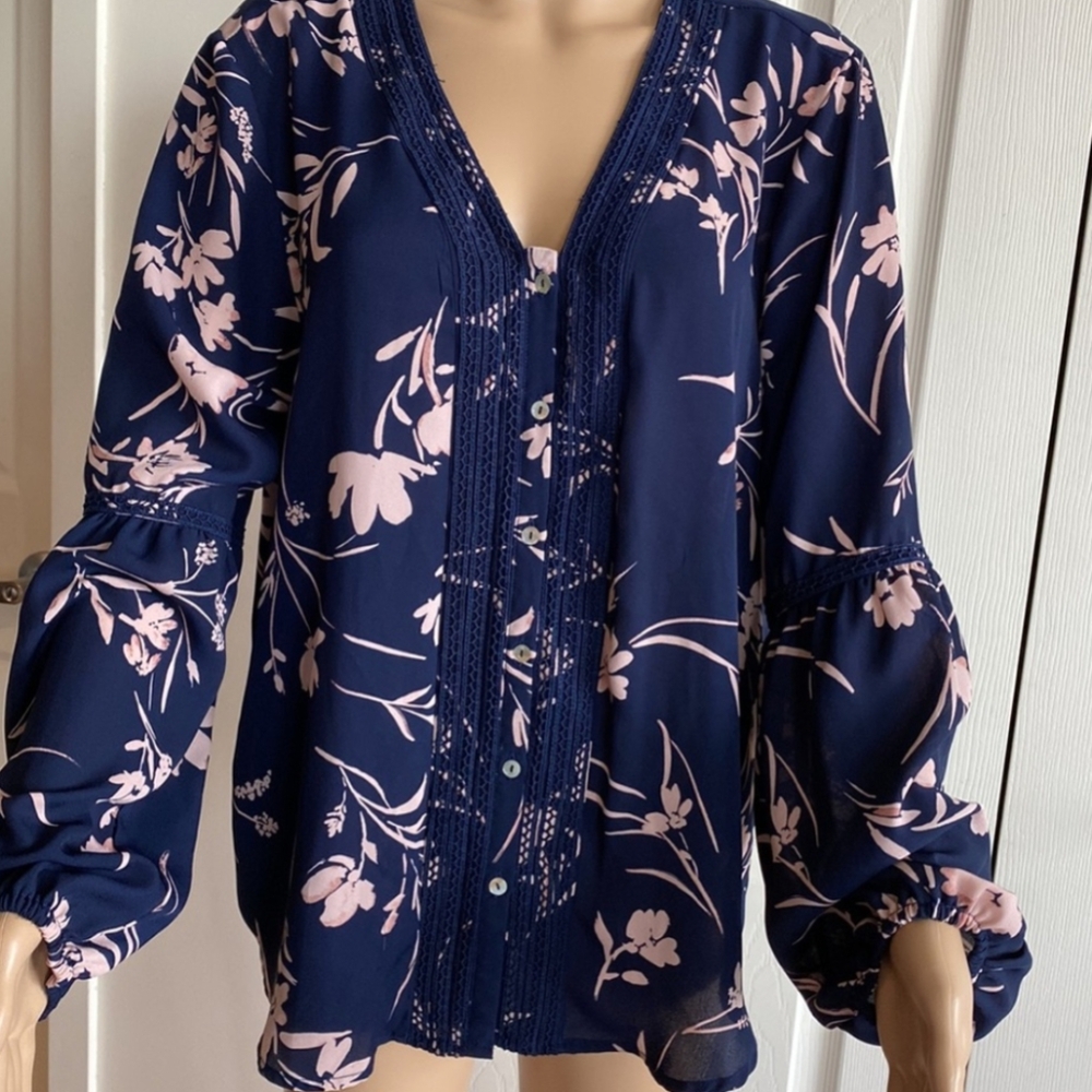 Zac & Rachel blue floral blouse for women Size US XL
